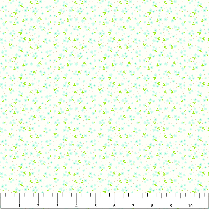 (image for) Bloom Tiny Blooms White with Blue Yardage - Click Image to Close